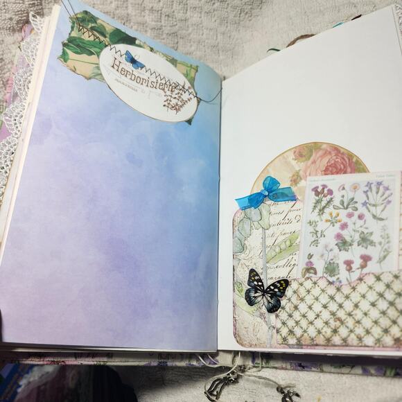Flower/Lace Butterfly Junk Journal w/Cute Charms, 9.5 x 6 2,146 pgs - Picture 9 of 14